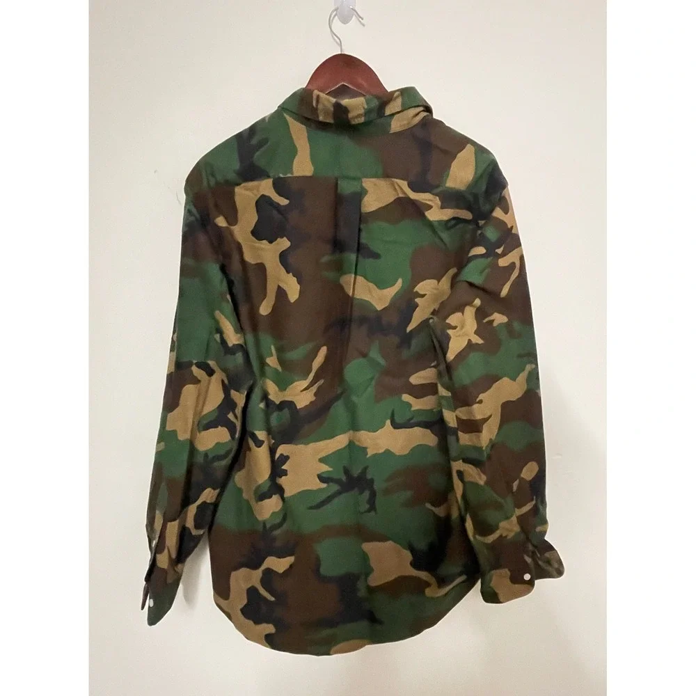 Polo Ralph Lauren Mens Camo Button Down Shirt Classic Fit Woodland Green Large